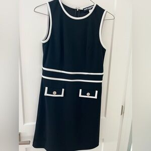 Karl Lagerfeld Sleeveless Navy Dress with White Trim